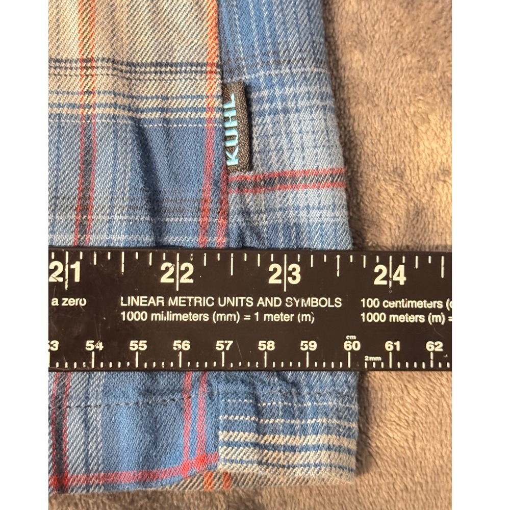 Kuhl Lowdown Flannel Shirt Mens XL Blue Plaid Snap Button Long Sleeve 7210 - Picture 5 of 13